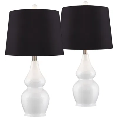 360 Lighting Jane 25" Black And White Ceramic Gourd Lamps Set Of 2