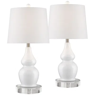 360 Lighting Jane 26 1/2" White Ceramic Lamps Set With Acrylic Risers