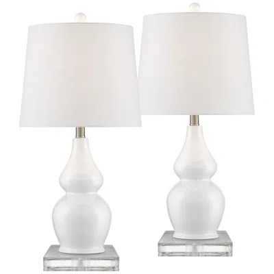 360 Lighting Jane 26 1/2" White Ceramic Lamps With Risers