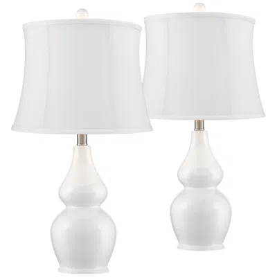 360 Lighting Jane White Ceramic Double Gourd White Shade Lamps Set Of 2