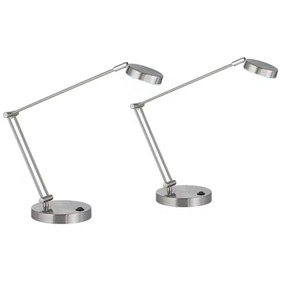 360 Lighting Jarrett Satin Nickel Adjustable Led Desk Lamps Set Of 2