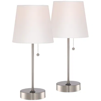 360 Lighting Justin 18" Metal Accent Usb Lamps Set Of 2 With Dimmers