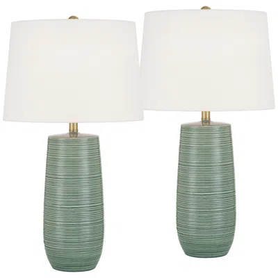 360 Lighting Kerry 28 1/2" High Green Stripes Ceramic Table Lamp Set Of 2
