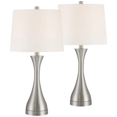 360 Lighting Koncave 24 1/2" Modern Nickel Table Lamps Set Of 2