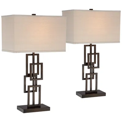 360 Lighting Kory 26 1/2" Bronze Stacked Rectangles Lamps Set Of 2