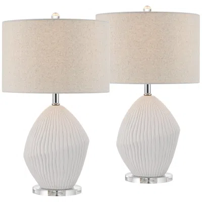 360 Lighting Lara 23"h Sand White Modern Coastal Table Lamp Set Of 2