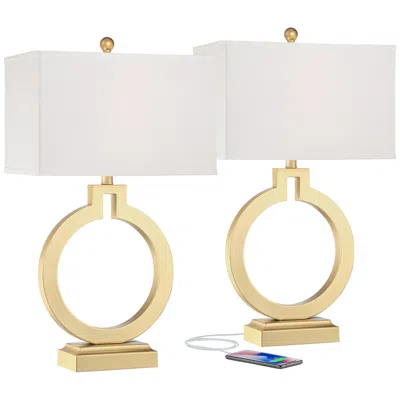 360 Lighting Lauren 28 1/2" Gold Ring Usb Table Lamps Set Of 2