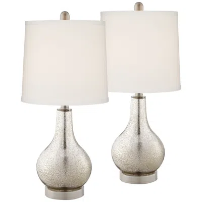 360 Lighting Ledger Glass Usb Table Lamp Set With Table Top Dimmers