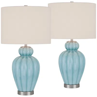 360 Lighting Leros 27 1/2" High Blue Sky Glass Gourd Table Lamp Set Of 2