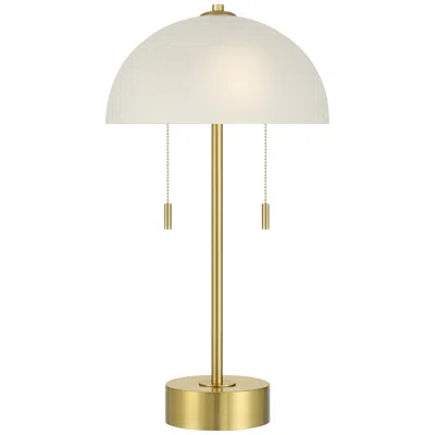360 Lighting Lia 22 1/2" High Gold Metal Mushroom Pull-chain 2-light Table Lamp