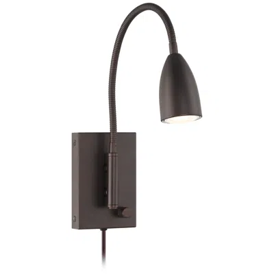 360 Lighting Lido Adjustable Gooseneck Bronze Plug-in Wall Reading Light