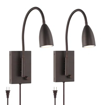 360 Lighting Lido Adjustable Gooseneck Bronze Plug-in Wall Reading Light Set Of 2