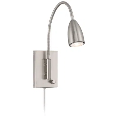 360 Lighting Lido Gooseneck Arm Brushed Nickel Plug-in Wall Reading Light