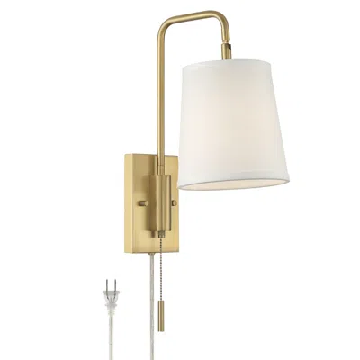 360 Lighting Luca 15 1/2" Warm Brass Swing Arm Plug-in Wall Lamp