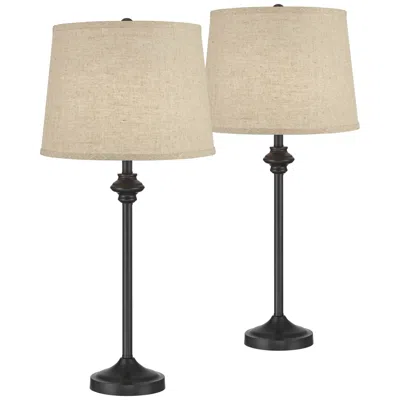 360 Lighting Lynn 26" High Bronze Burlap Buffet Lamps Set Of 2
