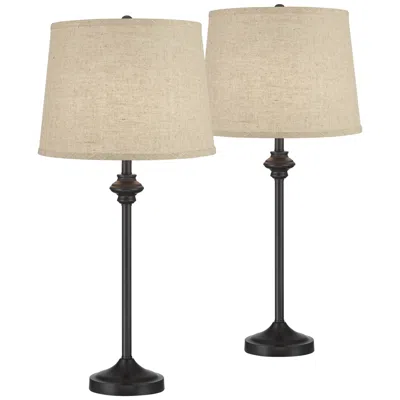 360 Lighting Lynn 26" High Burlap Shade Black Buffet Lamps Set Of 2
