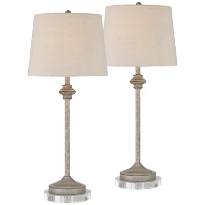 360 Lighting Lynn 27 3/4" Faux Wood Buffet Lamps With Acrylic Risers