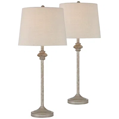 360 Lighting Lynn Beige Wood Finish Buffet Table Lamps Set Of 2