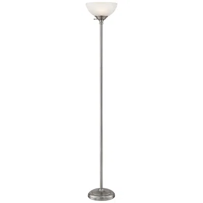 360 Lighting Maddox 71" Nickel Torchiere Floor Lamp With Usb Dimmer