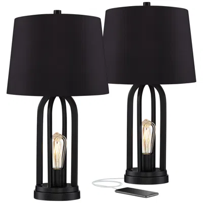 360 Lighting Marcel 24 1/4" Black Led Usb Night Light Lamps Set Of 2