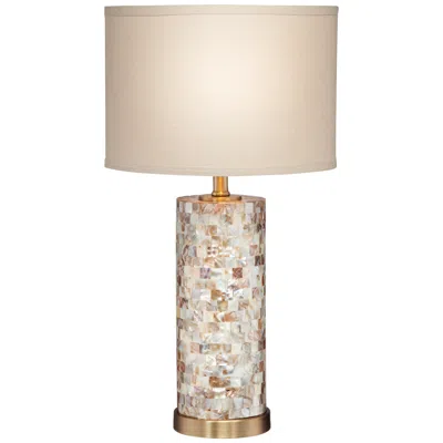 360 Lighting Margaret 23" Mother Of Pearl Tile Cylinder Table Lamp
