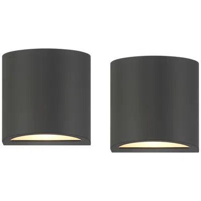 360 Lighting Marisha 4 3/4" High Black Led Outdoor Wall Light Set Of 2