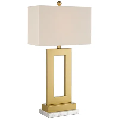 360 Lighting Marshall Gold Open Rectangle Lamp With White Marble Riser