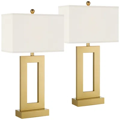 360 Lighting Marshall Modern Luxe Gold Open Rectangle Table Lamps Set Of 2