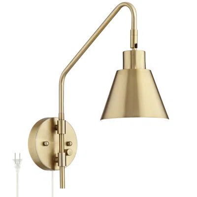 360 Lighting Marybel Brass Adjustable Downlight Swing Arm Plug-in Wall Lamp