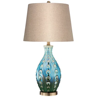 360 Lighting Mid-century Vase 26 1/2" Teal Ceramic Lamp With Dimmer