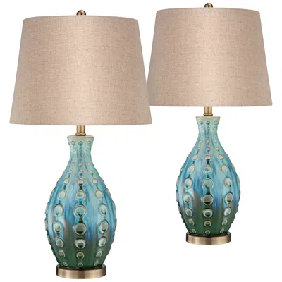 360 Lighting Modern Vase 26 1/2" Blue Ceramic Table Lamps Set Of 2