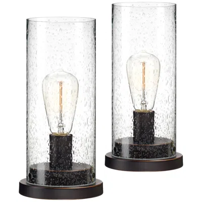 360 Lighting Munro Seeded Glass 12" High Edison Led Lamps Set Of 2