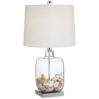 360 Lighting Murex 21 3/4" High Square Glass With Shells Fillable Table Lamp