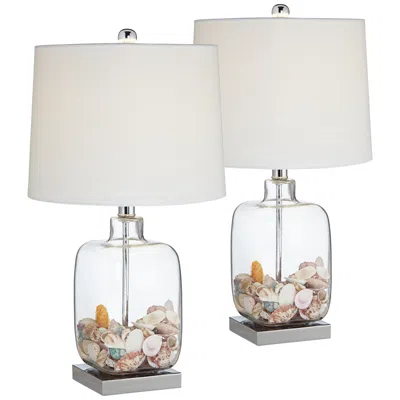 360 Lighting Murex 21 3/4" Square Glass Fillable Lamps With Shells Set Of 2