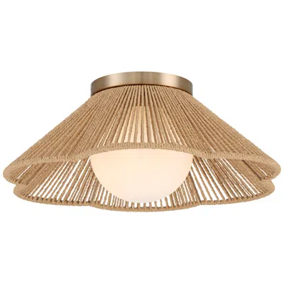 360 Lighting Mylinh 22" Wide Natural Rope And Soft Gold Coastal Pendant Light