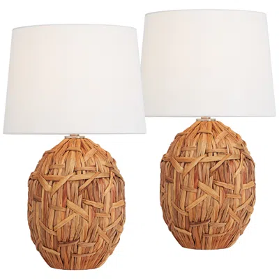 360 Lighting Nantucket 26" Natural Seagrass Coastal Modern Lamps Set