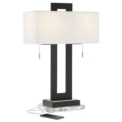 360 Lighting Neil 26" Modern Usb Table Lamp With Clear Acrlyic Riser