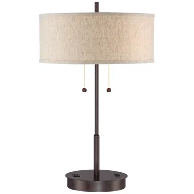 360 Lighting Nikola 23 1/2" Bronze Outlet And Usb Ports Table Lamp