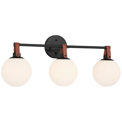 360 Lighting Nubuck 25 3/4" Wide Black And Brown Leather 3-light Bath Light