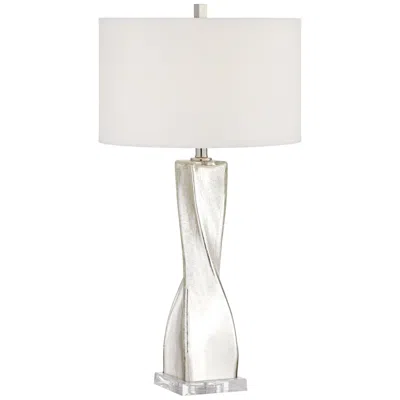 360 Lighting Oirin Twist 32 1/4" Crackle Mercury Glass Table Lamp In White