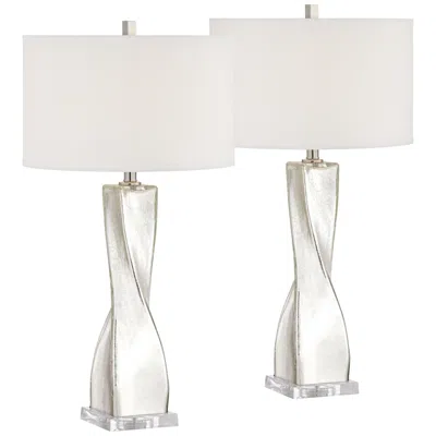 360 Lighting Oirin Twist 32 1/4" Mercury Glass Table Lamp Set Of 2 In White