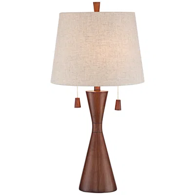 360 Lighting Omar 28 3/4" Brown Faux Wood Modern Hourglass Table Lamp