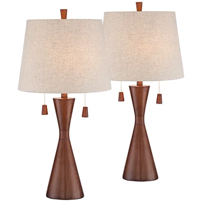 360 Lighting Omar 28 3/4" Faux Wood Modern Hourglass Lamps Set Of 2
