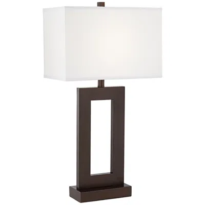 360 Lighting Open Window Rectangular Bronze Table Lamp With Usb Cord Dimmer