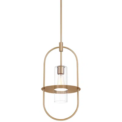 360 Lighting Optimus 12" Wide Warm Brass Oval Mini Pendant