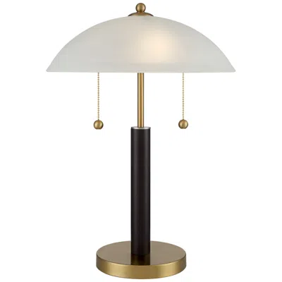 360 Lighting Orbital 19 1/2" Wood And Gold Modern Dome Pull Chain Lamp