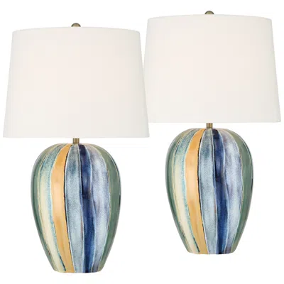 360 Lighting Orion 23"h Green Blue Yellow Multi-color Ceramic Table Lamp Set Of 2