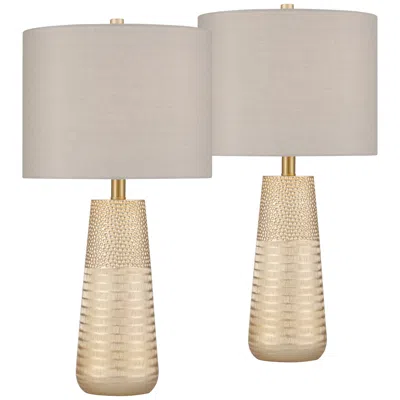 360 Lighting Oswaldo 25 1/4" Textured Gold Modern Table Lamps Set Of 2