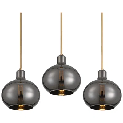 360 Lighting Partridge 9 1/2" Wide Black Chrome Glass Mini Pendant Set Of 3