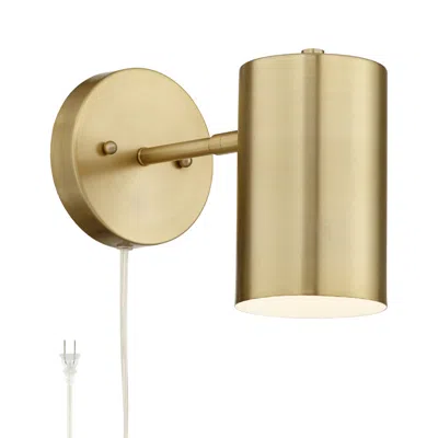 360 Lighting Patt 7" High Brushed Brass Down-light Plug-in Wall Lamp